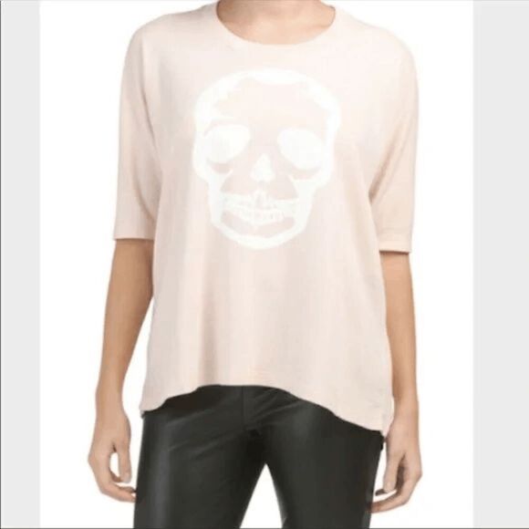 Zadig & Voltaire Pink Portland Skull Graphic Oversized T-Shirt Womens Size Small - Picture 1 of 6
